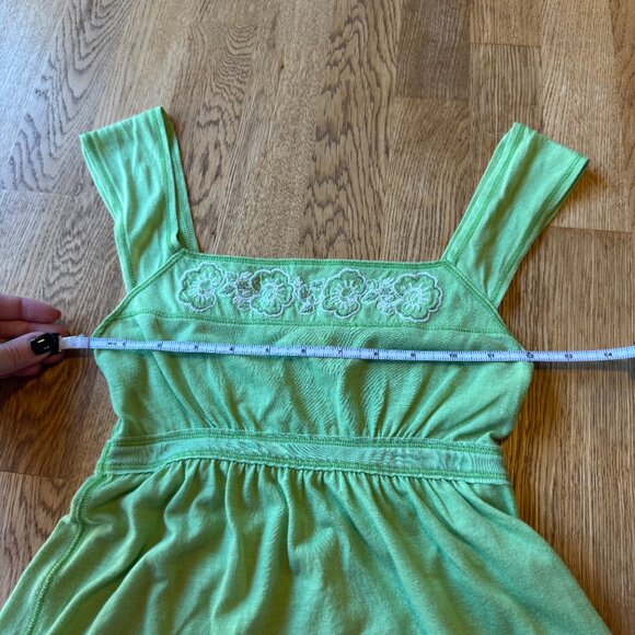 Hollister Green Babydoll Tank Top Y2K Embroidered Size Small - Picture 6 of 7